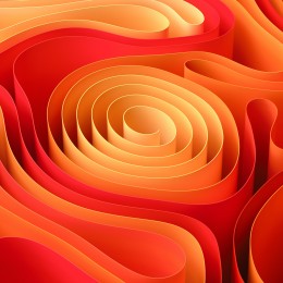 Abstract 3D image of circles of yellow and orange paper