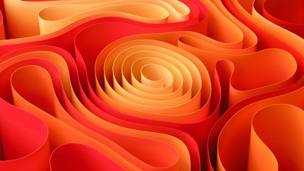 Abstract 3D image of circles of yellow and orange paper