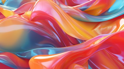 Abstract 3D model of smooth colourful blobs being stretched