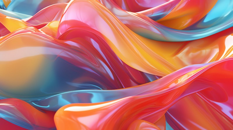 Abstract 3D model of smooth colourful blobs being stretched