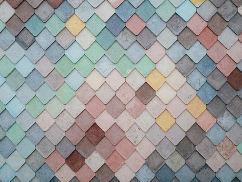 Coloured diamond shaped tiles
