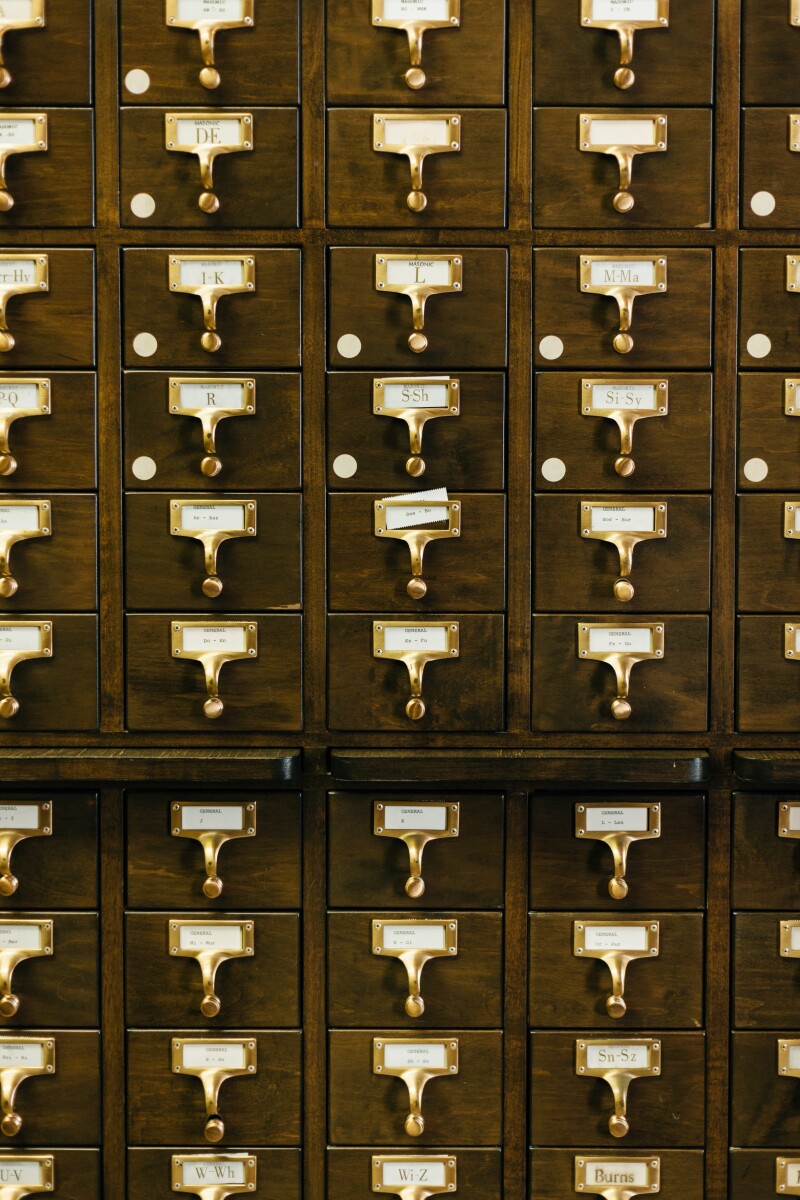Old library catalogue drawers