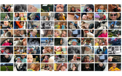 Mosaic of 72 images of our staff and their children
