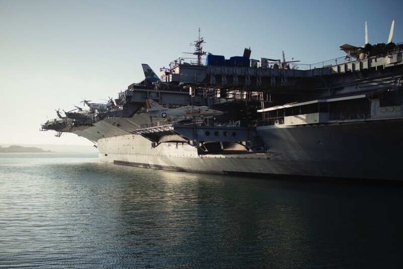US Naval air craft carrier on water