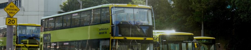 Yellow buses lined up on a street in Wellington