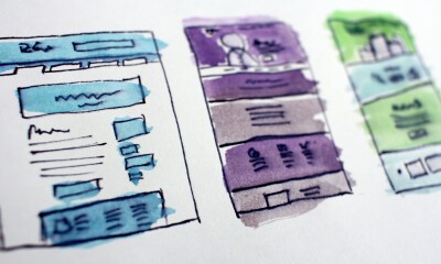 wireframes with watercolour