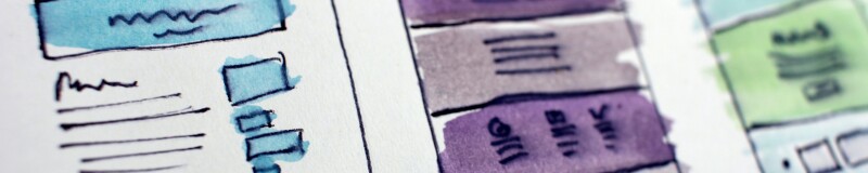 wireframes with watercolour