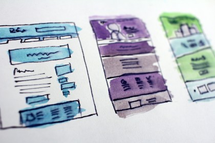 wireframes with watercolour