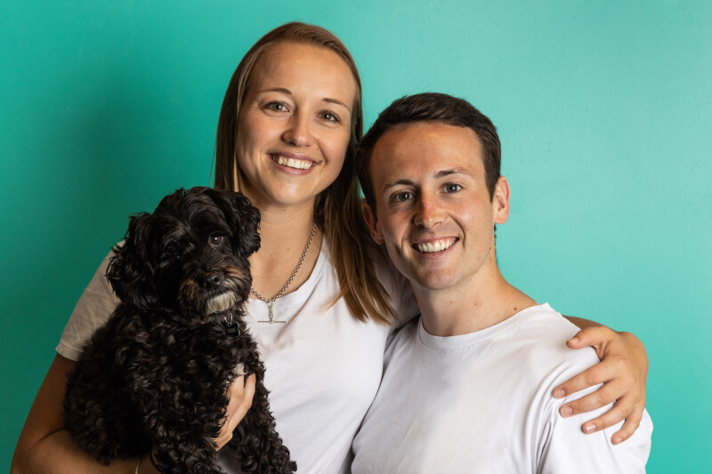 E&T first official MenuAid shoot, with their dog Bobbie