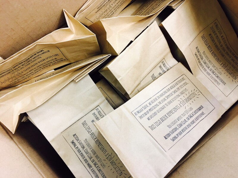 A box of stamped, brown envelopes