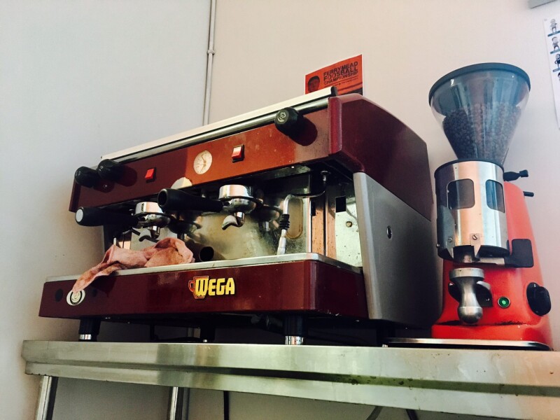 Maroon Wega coffee machine
