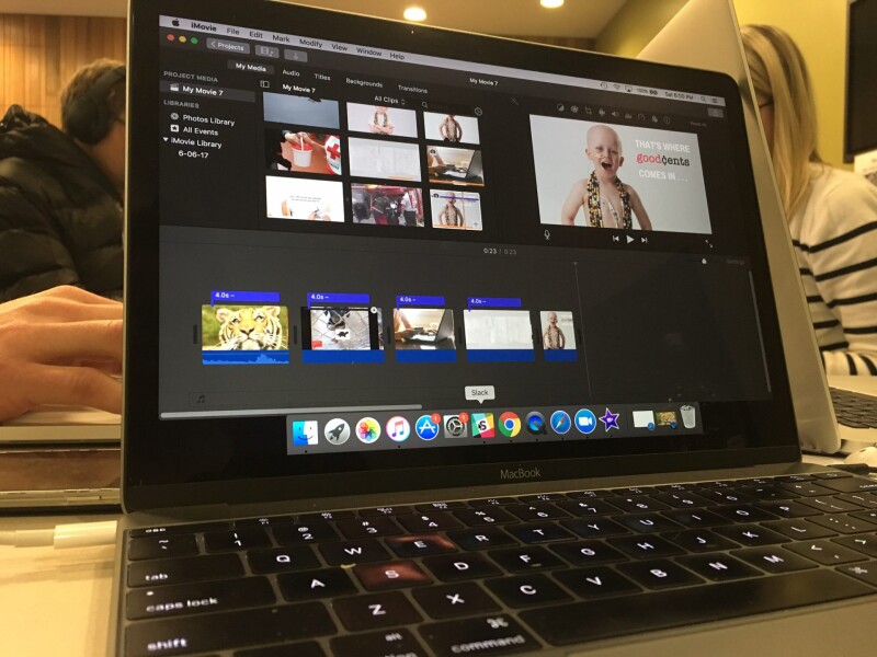 Open laptop showing video editing software