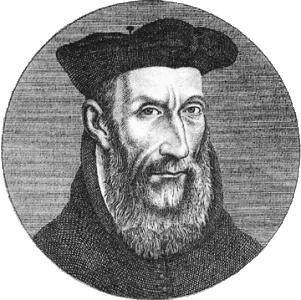 Black and white portrait of Nostradamus