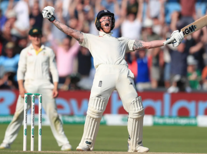 Ben Stokes celebrating in the crease