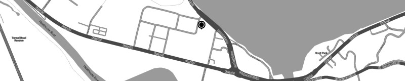 Black and white map of Ferrymead showing the location of MadeCurious office
